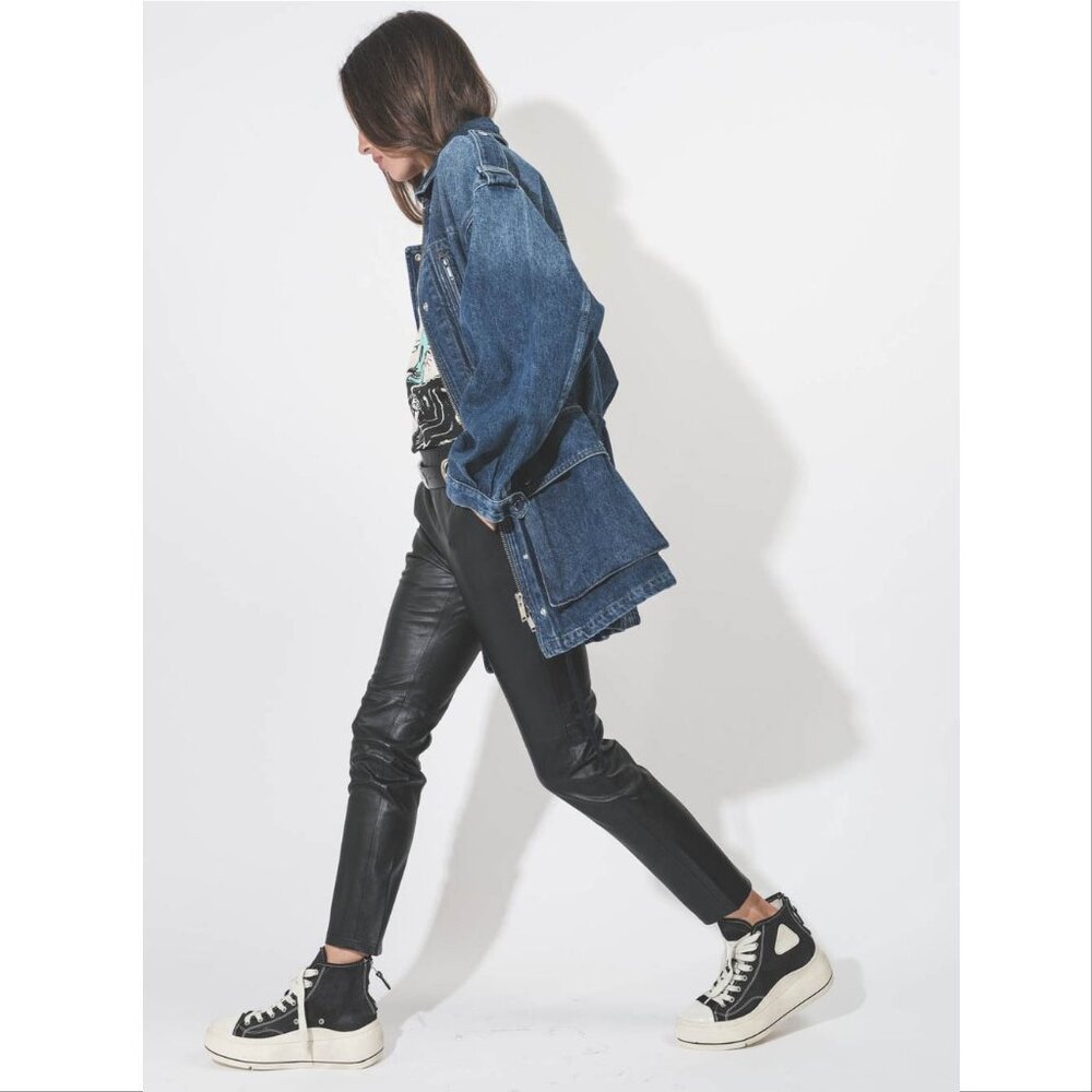 R13 Kurt High Top Platform Sneakers Size 5 Black Canvas Lace-Up Zip NEW $495 - Picture 4 of 16